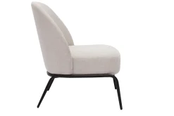 Fauteuil design en tissu effet velours texturé beige et métal noir BREGO
