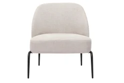 Fauteuil design en tissu effet velours texturé beige et métal noir BREGO