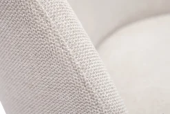 Fauteuil design en tissu effet velours texturé beige et métal noir BREGO