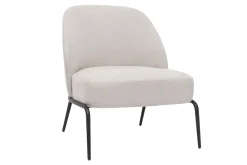 Fauteuil design en tissu effet velours texturé beige et métal noir BREGO