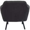 Fauteuil design en tissu effet velours gris foncé et métal noir LAURENS