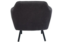 Fauteuil design en tissu effet velours gris foncé et métal noir LAURENS