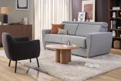 Fauteuil design en tissu effet velours gris foncé et métal noir LAURENS