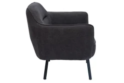 Fauteuil design en tissu effet velours gris foncé et métal noir LAURENS