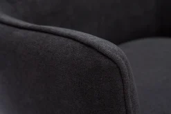 Fauteuil design en tissu effet velours gris foncé et métal noir LAURENS