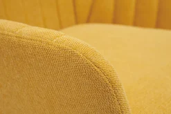 Fauteuil design en tissu effet velours texturé jaune moutarde et métal noir GASTON