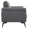 Fauteuil design en tissu effet velours texturé gris et métal noir MOSCO