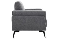 Fauteuil design en tissu effet velours texturé gris et métal noir MOSCO