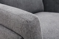 Fauteuil design en tissu effet velours texturé gris et métal noir MOSCO