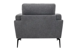 Fauteuil design en tissu effet velours texturé gris et métal noir MOSCO