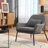 Fauteuil design en tissu effet velours gris foncé et métal noir MAXINE