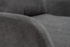 Fauteuil design en tissu effet velours gris foncé et métal noir MAXINE
