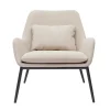 Fauteuil design en tissu effet velours beige et métal noir MAXINE