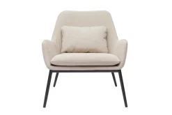 Fauteuil design en tissu effet velours beige et métal noir MAXINE
