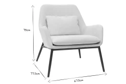 Fauteuil design en tissu effet velours beige et métal noir MAXINE