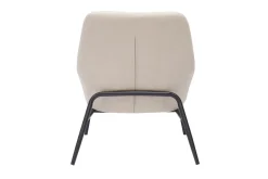 Fauteuil design en tissu effet velours beige et métal noir MAXINE