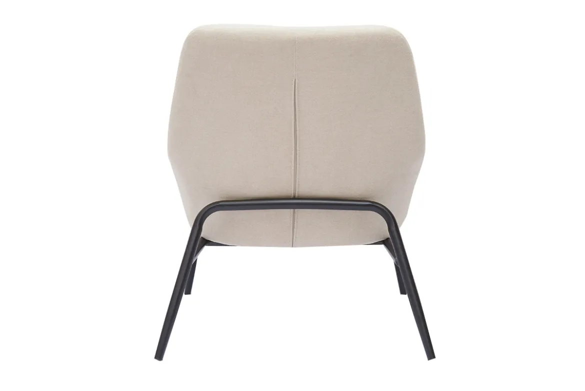 Fauteuil design en tissu effet velours beige et métal noir MAXINE