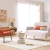 Fauteuil design en tissu effet velours terre brulée et métal noir MAXINE