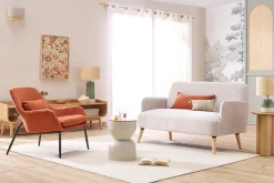 Fauteuil design en tissu effet velours terre brulée et métal noir MAXINE