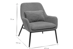 Fauteuil design en tissu effet velours terre brulée et métal noir MAXINE