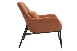 Fauteuil design en tissu effet velours terre brulée et métal noir MAXINE