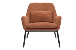 Fauteuil design en tissu effet velours terre brulée et métal noir MAXINE