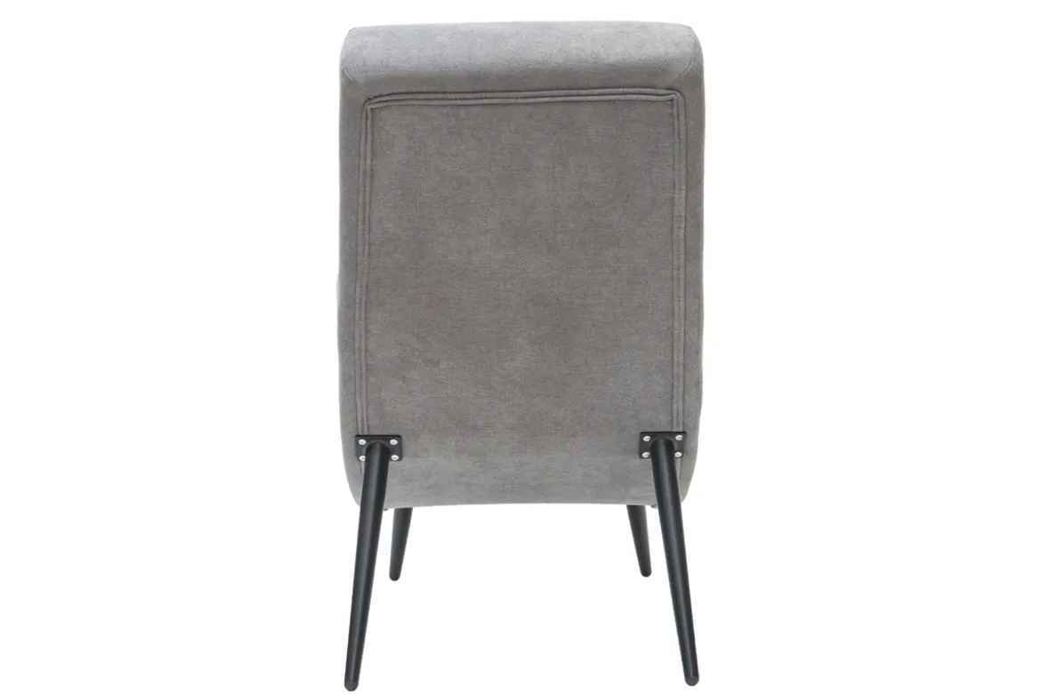 Fauteuil design en tissu effet velours gris et métal noir TAYLOR