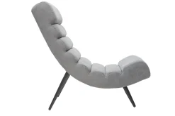 Fauteuil design en tissu effet velours gris et métal noir TAYLOR