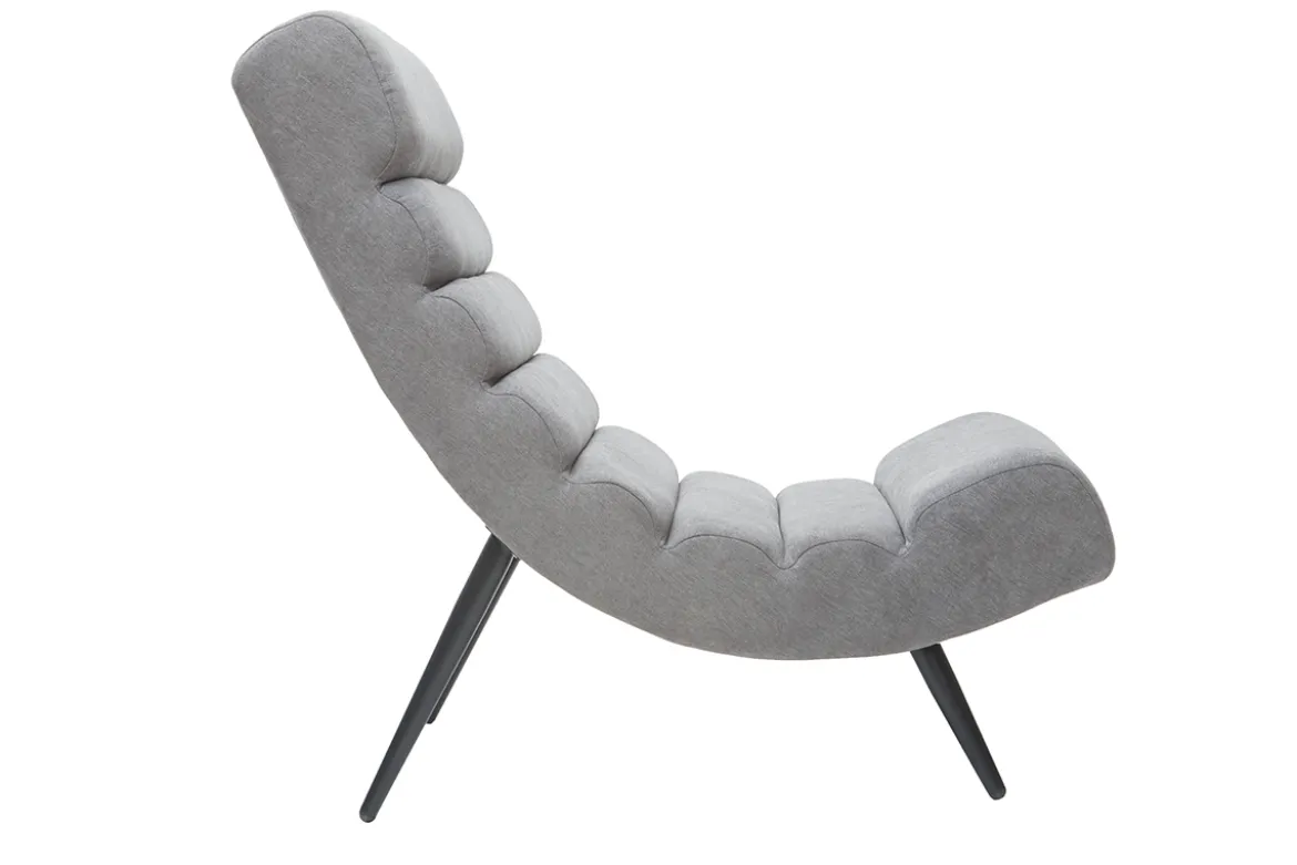 Fauteuil design en tissu effet velours gris et métal noir TAYLOR
