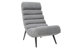 Fauteuil design en tissu effet velours gris et métal noir TAYLOR