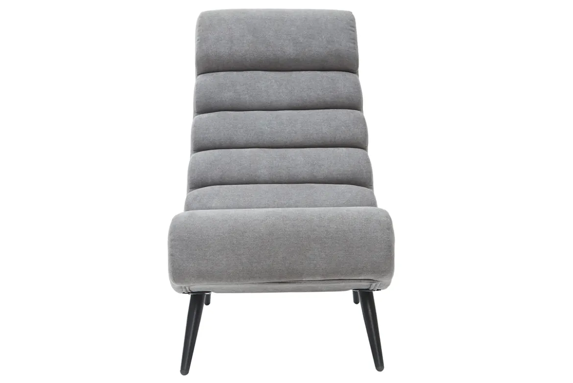 Fauteuil design en tissu effet velours gris et métal noir TAYLOR