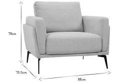 Fauteuil design en tissu effet velours texturé beige et métal noir MOSCO