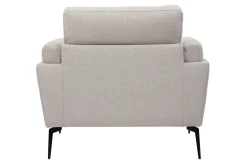 Fauteuil design en tissu effet velours texturé beige et métal noir MOSCO