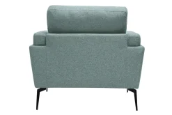 Fauteuil design en tissu vert de gris et métal noir MOSCO