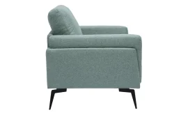 Fauteuil design en tissu vert de gris et métal noir MOSCO