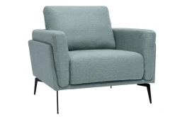 Fauteuil design en tissu vert de gris et métal noir MOSCO