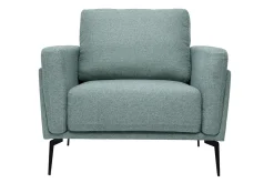 Fauteuil design en tissu vert de gris et métal noir MOSCO