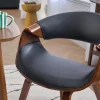 Fauteuil design noir et bois foncé noyer ARAMIS