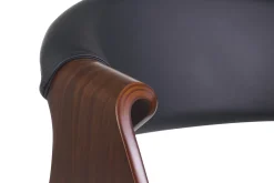 Fauteuil design noir et bois foncé noyer ARAMIS