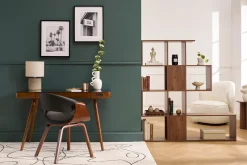 Fauteuil design noir et bois foncé noyer ARAMIS