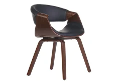 Fauteuil design noir et bois foncé noyer ARAMIS