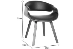 Fauteuil design noir et bois foncé noyer ARAMIS