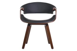 Fauteuil design noir et bois foncé noyer ARAMIS