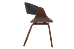 Fauteuil design noir et bois foncé noyer ARAMIS