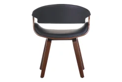 Fauteuil design noir et bois foncé noyer ARAMIS