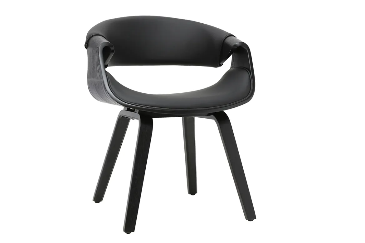 Fauteuil design noir et bois noir ARAMIS