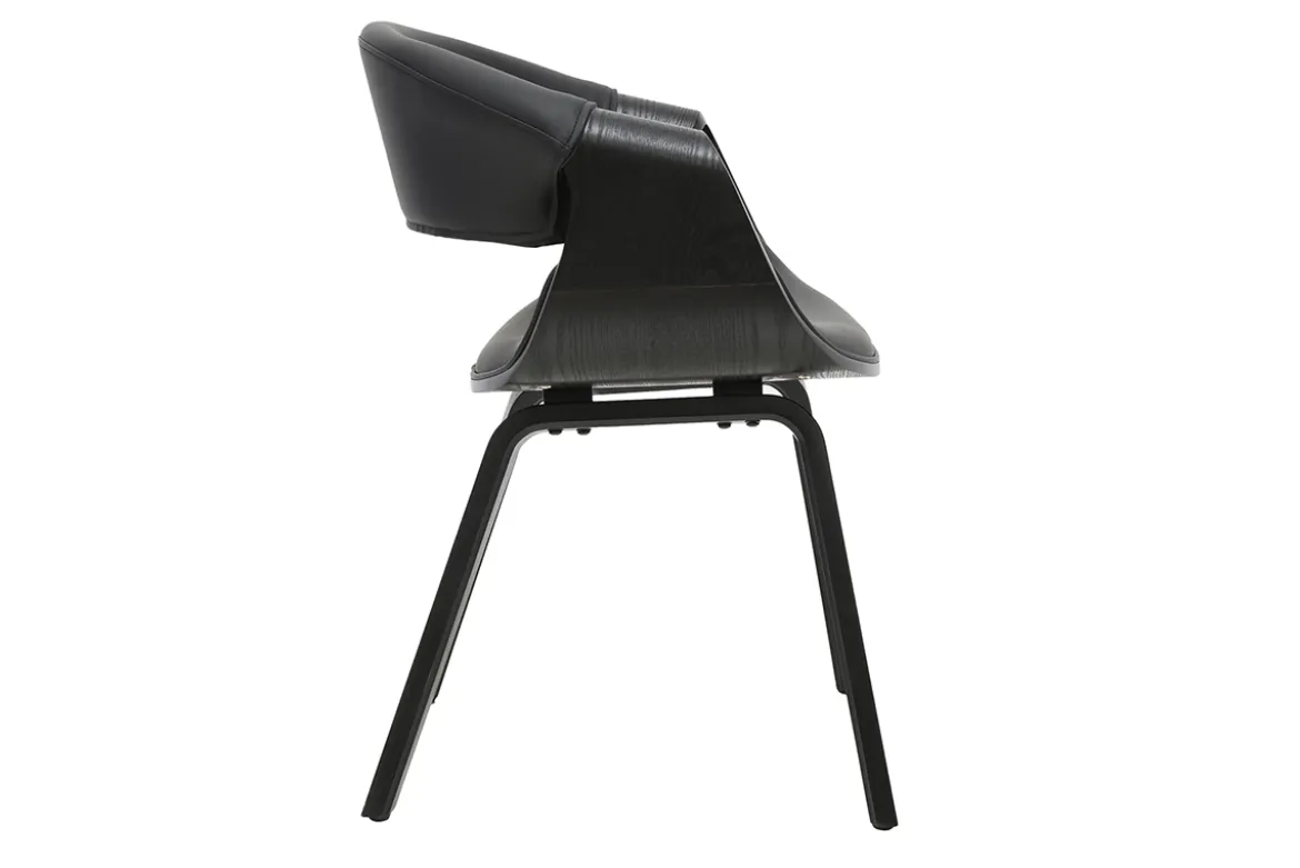 Fauteuil design noir et bois noir ARAMIS