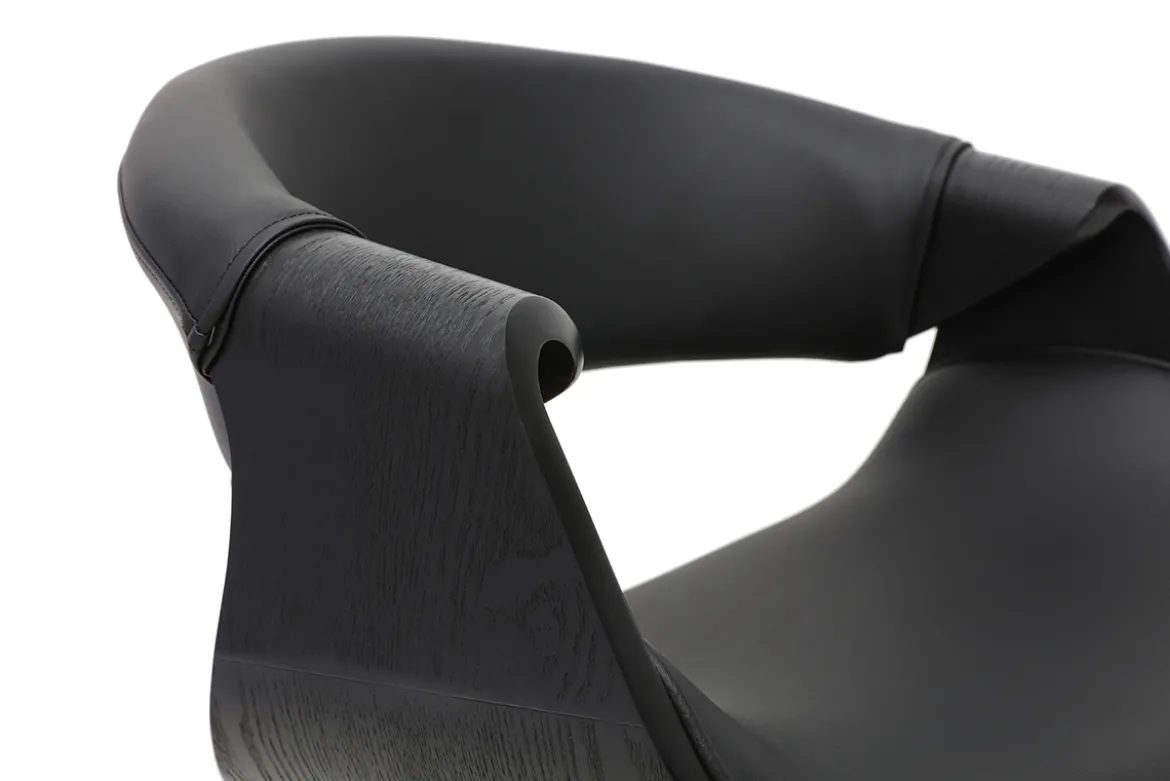 Fauteuil design noir et bois noir ARAMIS