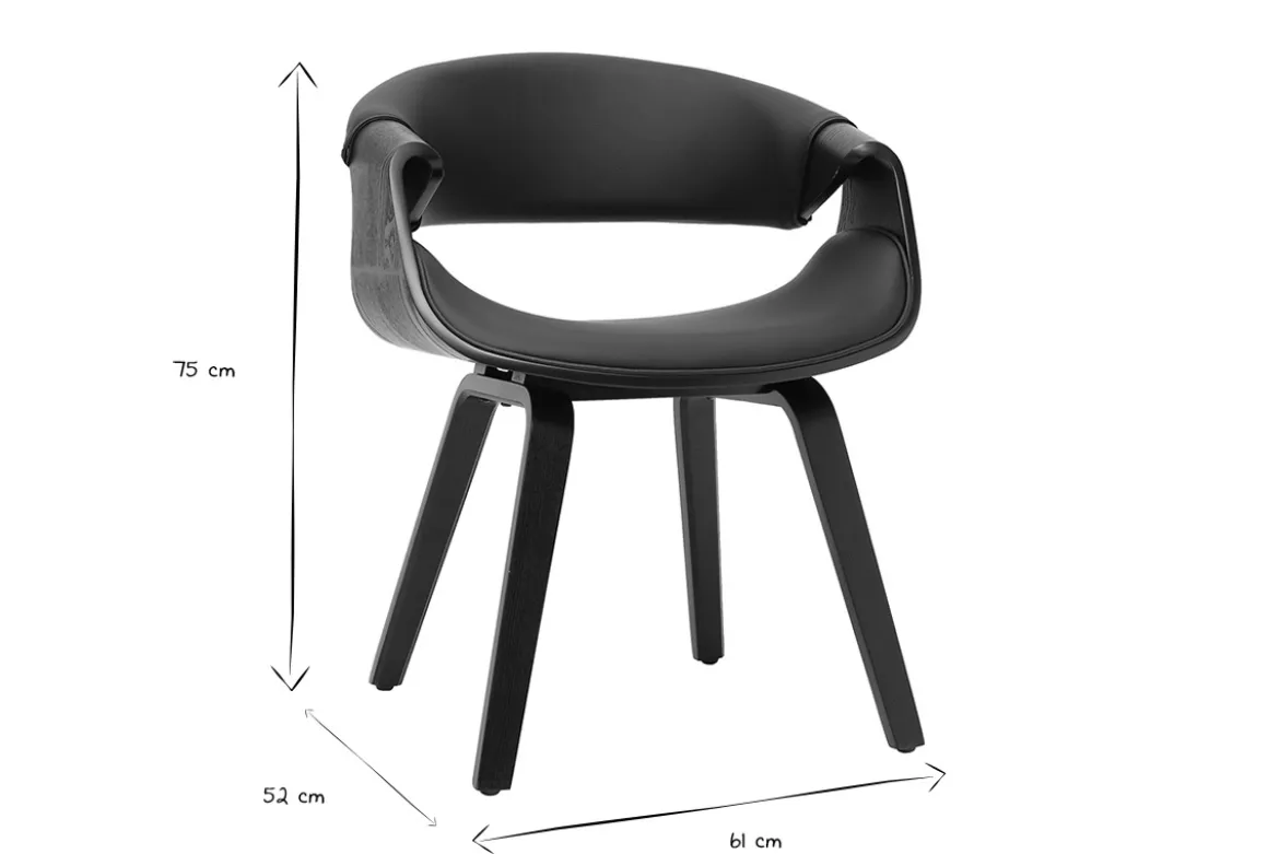 Fauteuil design noir et bois noir ARAMIS