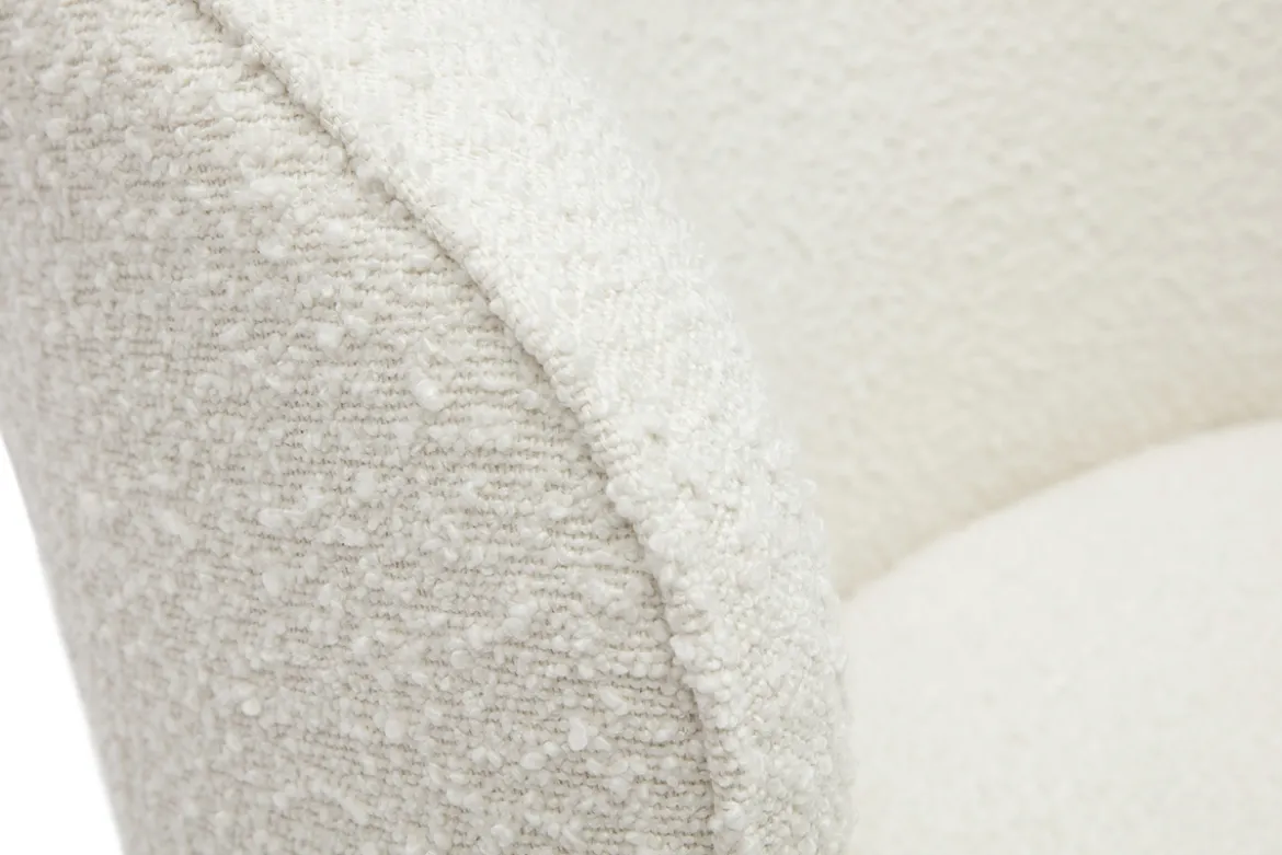 Fauteuil design pivotant en tissu effet laine bouclée blanc AMBER